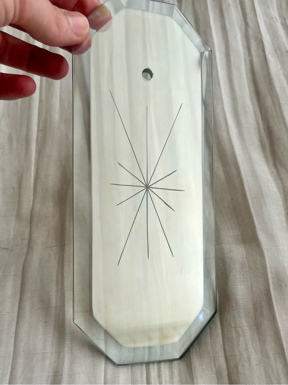 Glass Replacement Panel for Chandelier Clear with Etched Starburst 8.5” x 3.5”